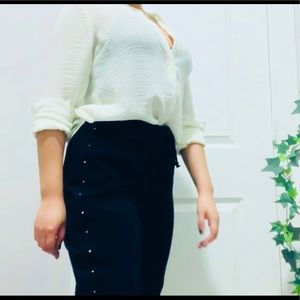 Black side studded joggers